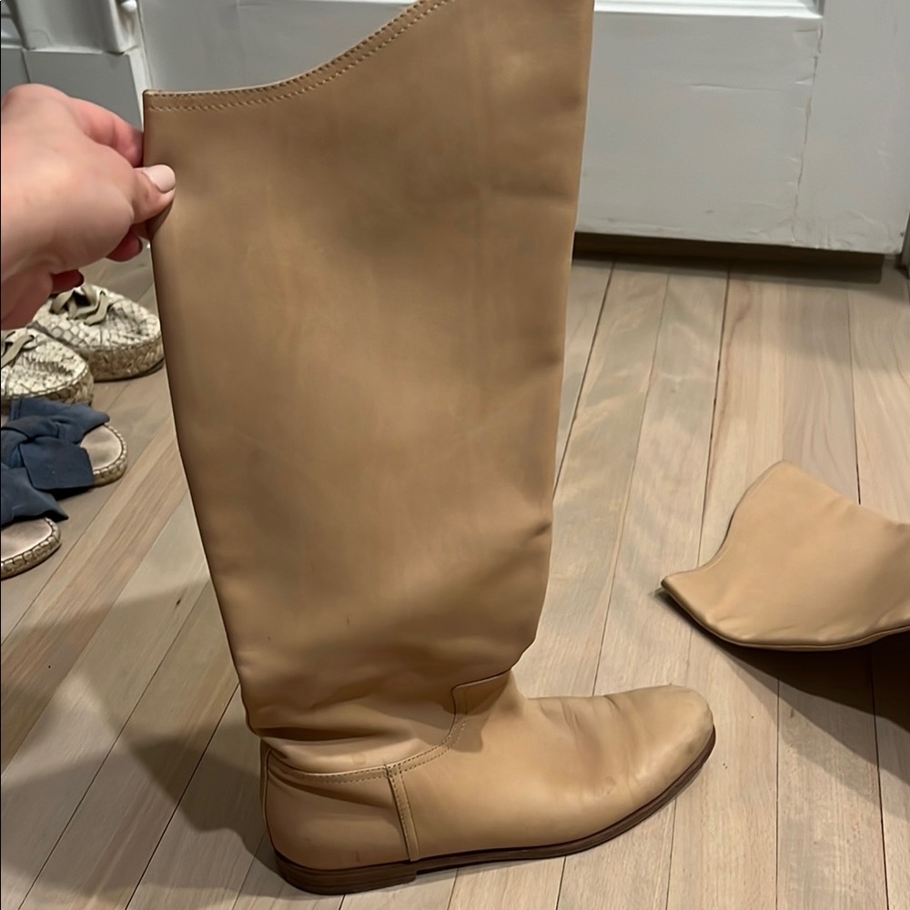 Tan Knee-High Leather Boots